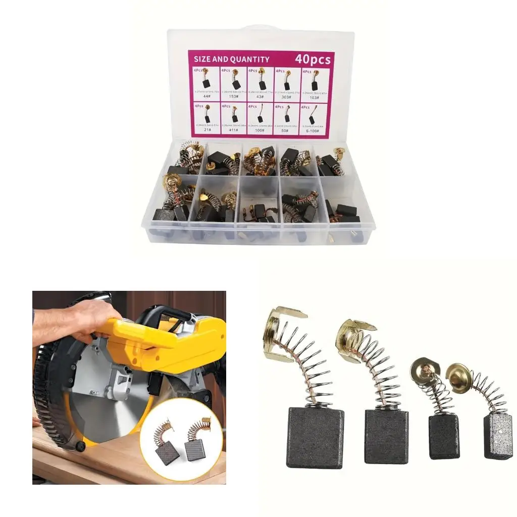 10 Model Carbon Brush Collection 40Pcs Electric Motor Repair Heat Resistant