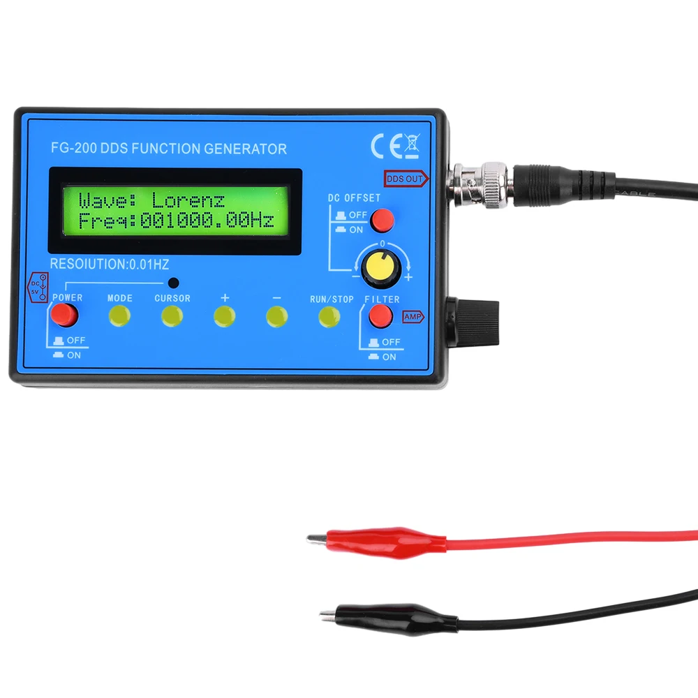 FG-200 DDS Function Signal Generator Frequency Counter 0.01Hz-500KHz Signal Source Module Sine +Square+Triangle+Sawtooth Wavefor