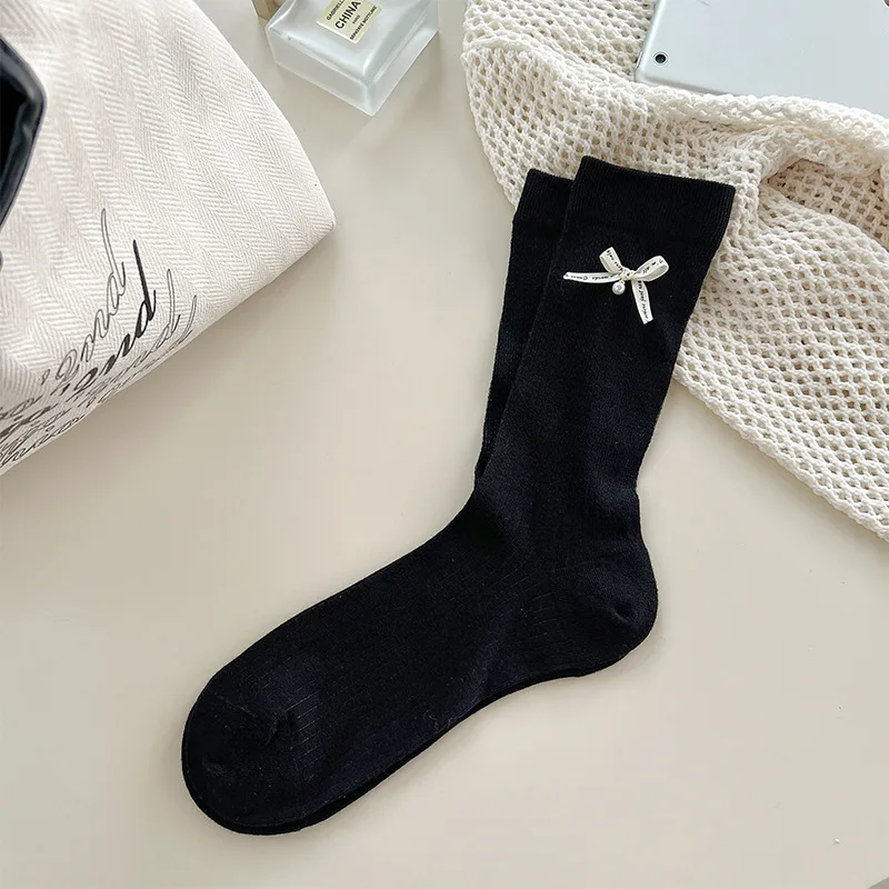 الربيع والصيف جديد رقيقة الكورية أزياء إلكتروني القوس الجوارب القطنية بتمشيط القطن فتاة أزياء العلامة التجارية عارضة الجوارب الرياضية #6