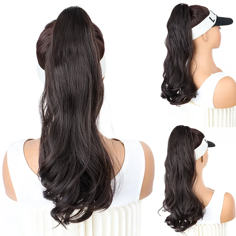 合成ロングカーリーポニーテールヘアエクステンションアクセサリー爪クリップ黒茶色の髪ポニーテールウィッグ女性用