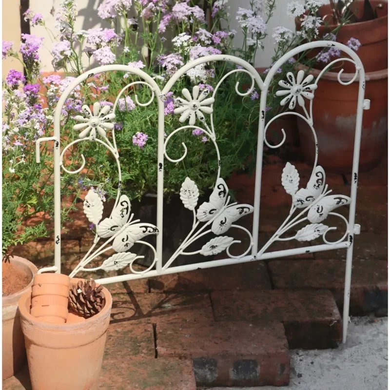 Outdoor Wrought Iron Garden Fence Villa Balcony Mini Picket Fence Flower Bed Partition Low Barrier Courtyard Decorative Fence