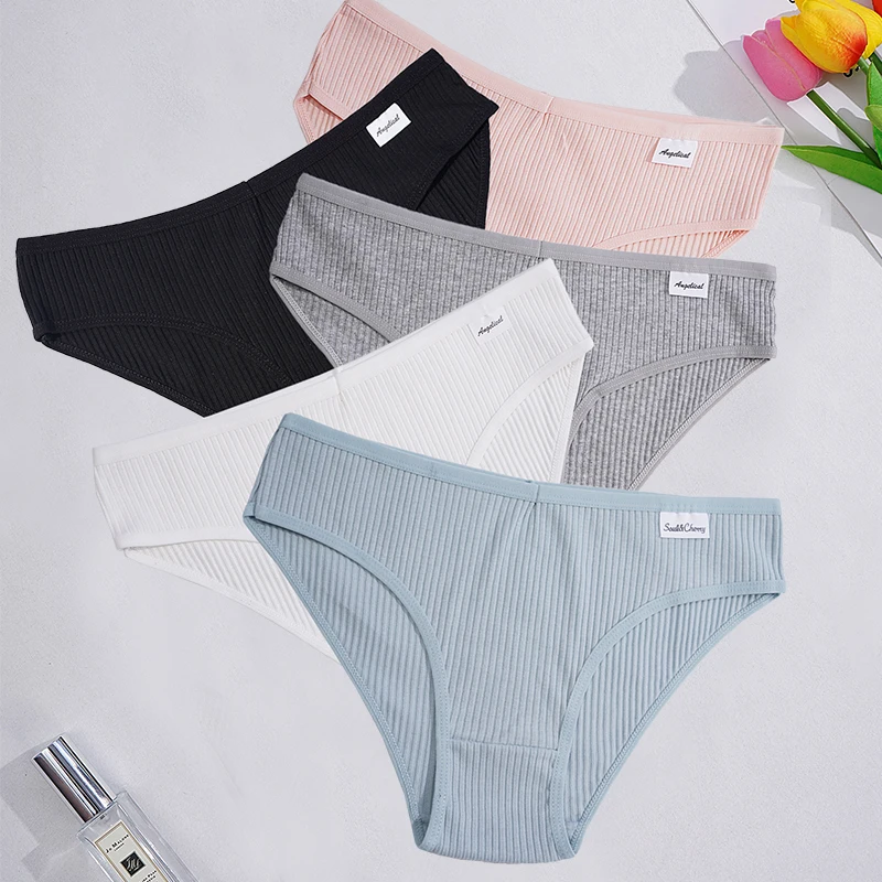 

5 шт./компл. женские хлопковые трусики простой стиль однотонные женские трусы удобные с низкой талией сексуальное нижнее белье нижнее белье