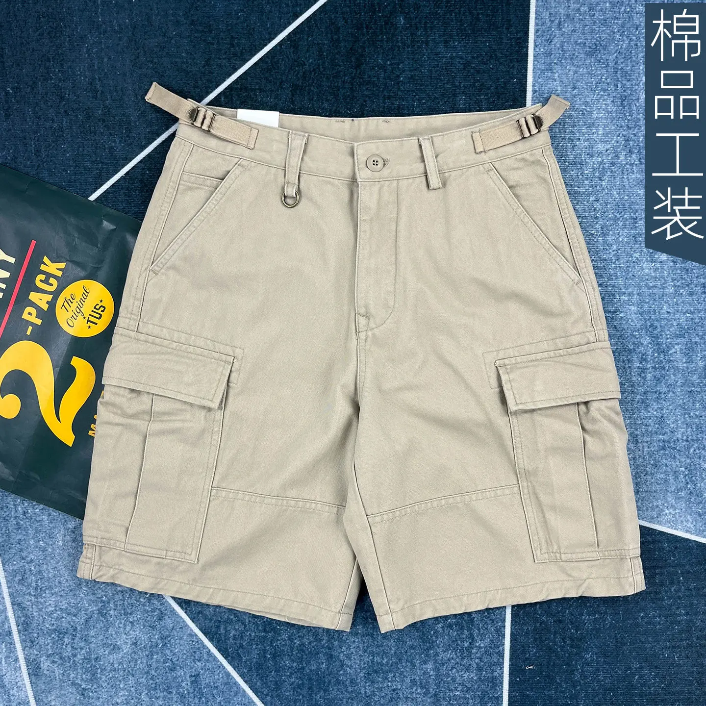 DS808# Summer New American Retro Twill Casual Shorts Men's 100% Cotton Multiple Pockets Washed Youth Sports Knee Length Pants