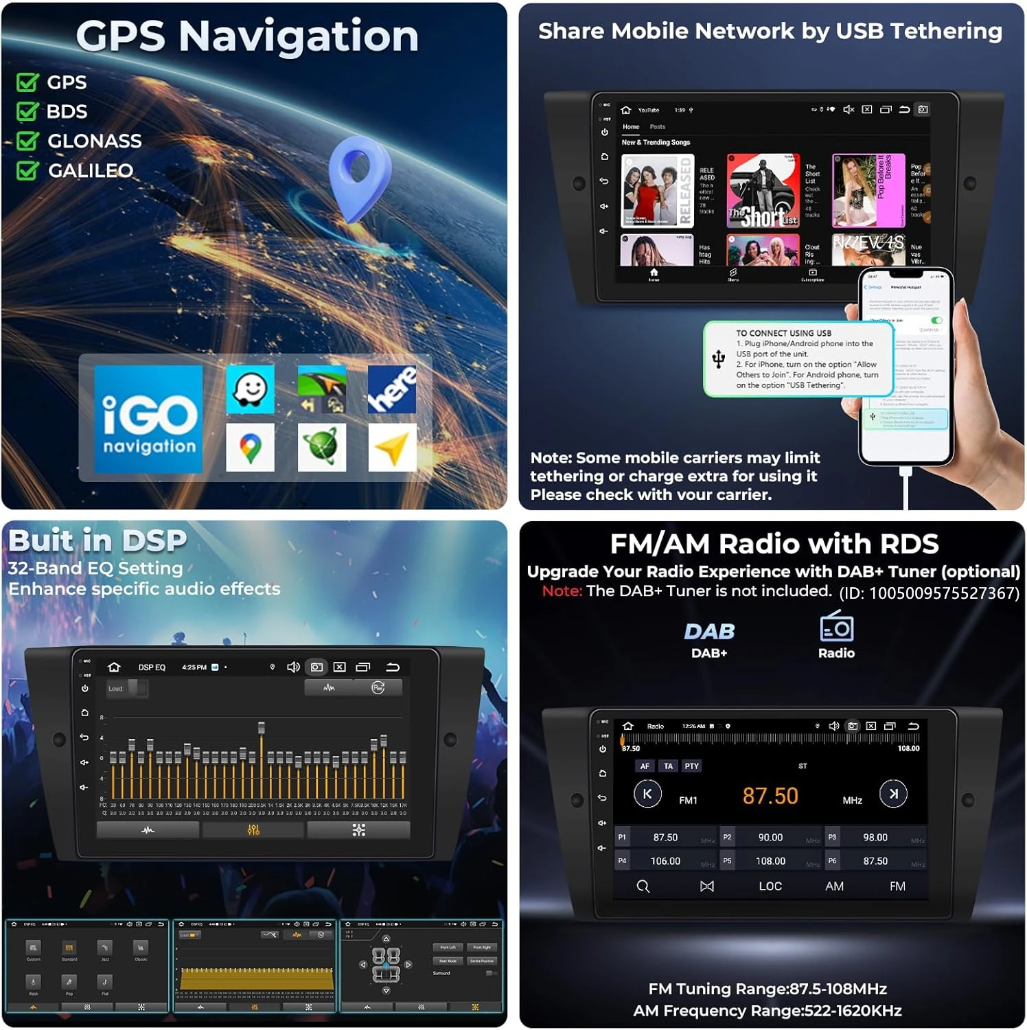 أندرويد 14 راديو السيارة لسيارات BMW E90 E91 E92 E93 3 سلسلة اللاسلكية Carplay السيارات الوسائط المتعددة ستيريو مشغل فيديو رئيس وحدة GPS Navi BT #6