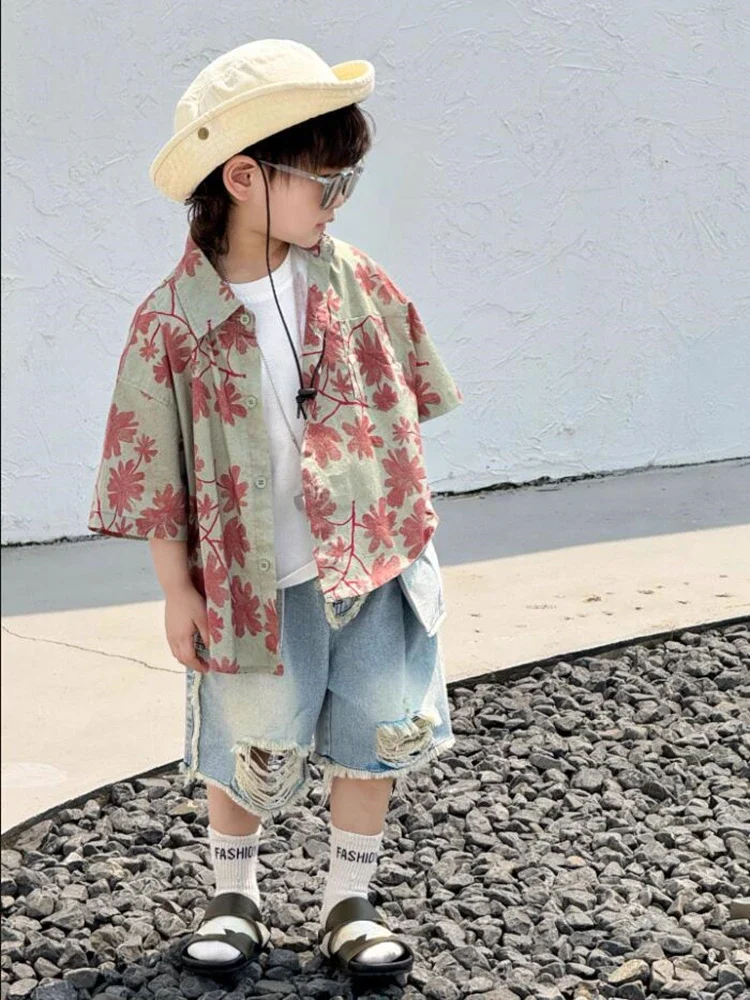 

New Fashion Kids Shorts Pants Birthday Gift 2-8 Years Children Ripped Denim Shorts Casual Boys Denim Shorts Summer