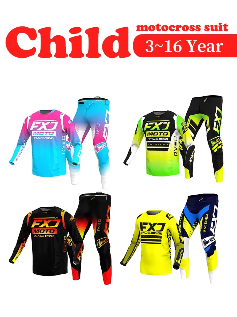 motocross gear set child 3 4 5 6 7 8 9 10 11 12 years boy Enduro racing suit girl cross MX MTB Off-road Jersey Pant Kits ATV