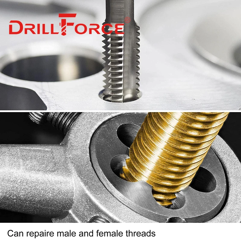 Drillforce 2 قطعة متري الحنفية يموت مجموعة HSS اليد اليمنى آلة مسمار ملولب الحنفية يموت M3/M4/M5/M6/M7/M8/M10/M12/M14/M16/M18/M20/M22/m24