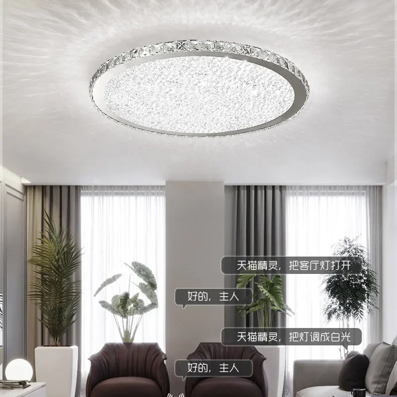 

SANDYHA Modern Round Crystal Ceiling Lamp Luxury LED Lighting for Living Room Bedroom Balcony Corridor Staircase Elegant Home