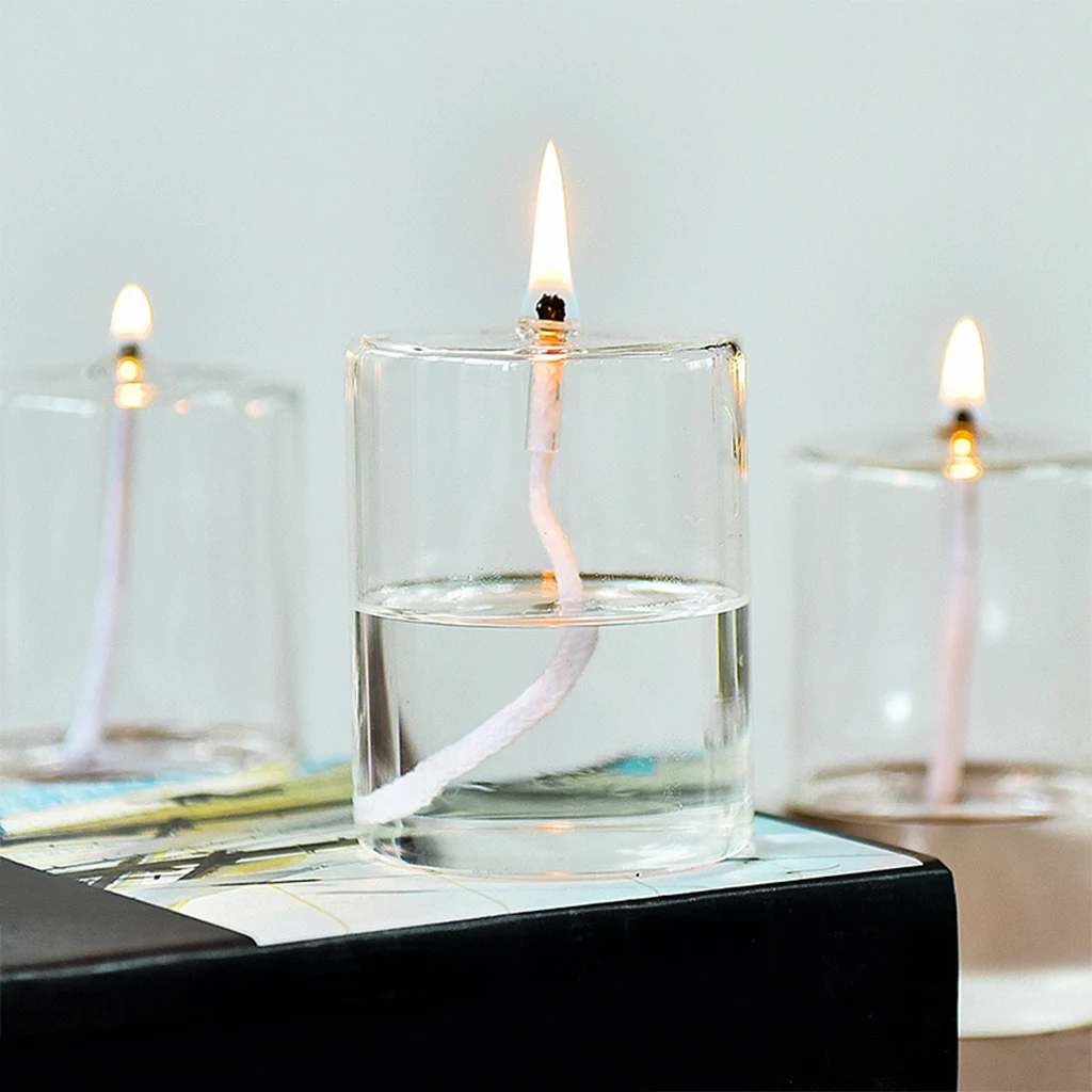 Refillable Glass Oil Candle Oil Lamp for Bedroom Wedding Dining Party Holiday Decor Decorative Candlestick Holder