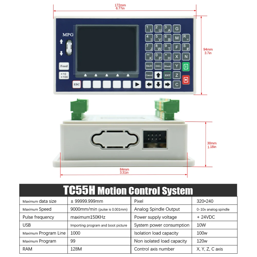 HLTNC Dopkon TC55H G Code Programmable 1-4 Axis 400KHZ Linkage for Stepper or Servo Motor Micro CNC System USB Port  for Lathe
