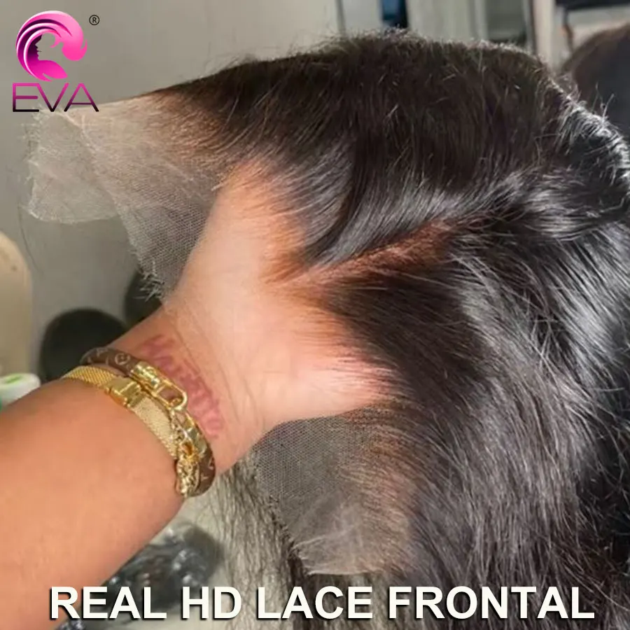 

Накладка для волос Eva Hair 13x6 HD Lace Full Frontal Closure, прямые бразильские волосы, натуральные, предварительно выщипанные, HD Lace Closures 5x5/6x6/9x6