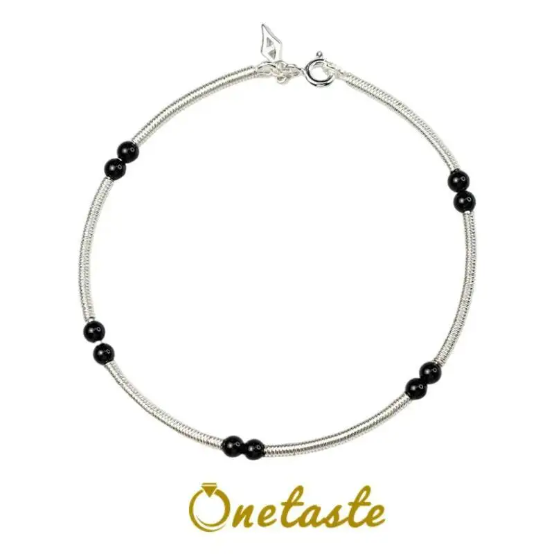 

Браслеты-цепочки из стерлингового серебра 925 пробы с ониксом и черным агатом для женщин, минималистичный модный блестящий браслет, подарок на вечеринку