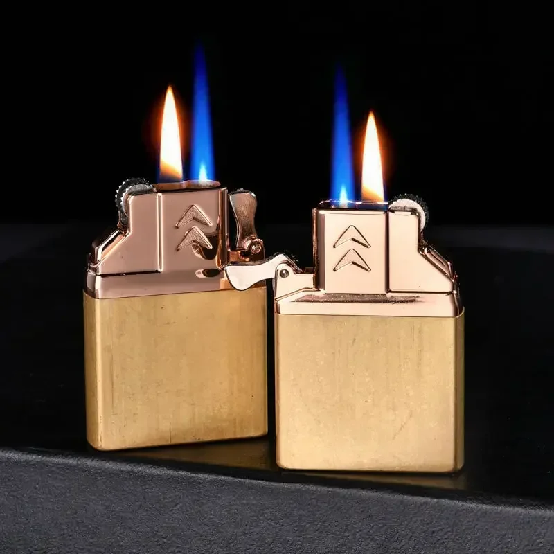 

Double Fire Butane Gas Inflate Lighter Brass Windproof Movement Inner Insert Conventional ZP Replace Cigarettes Accessories