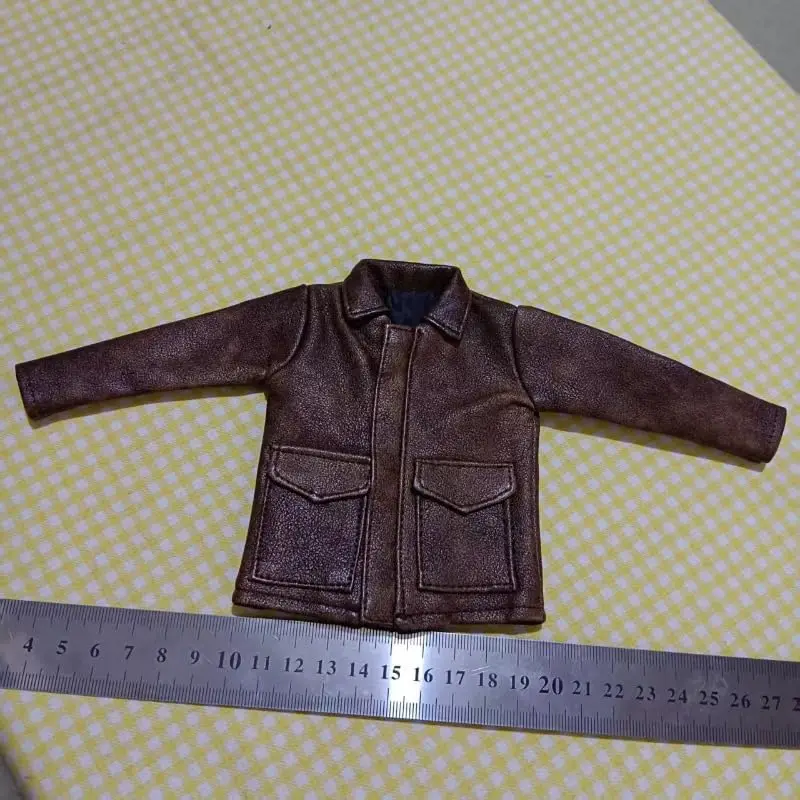 Modelo de jaqueta de couro PU marrom soldado masculino 1/6 para figuras de ação de 12''