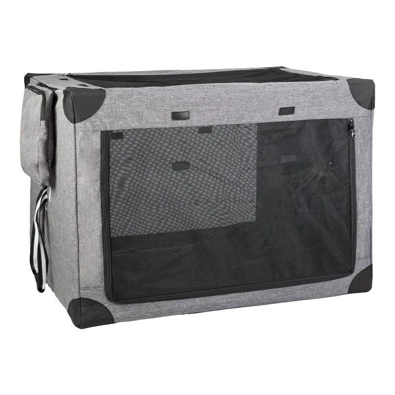Collapsible & Foldable Dog Crate Cage For Travel Outdoor & Carrying With Mesh Windows Pet Carrier Bag