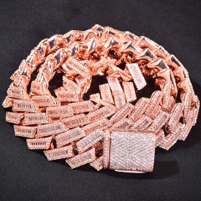 

Хип-хоп цепочка-колье с кубинским плетением и камнями CZ 5A+ для мужчин, в стиле рэперских украшений, золотистого и серебристого цвета