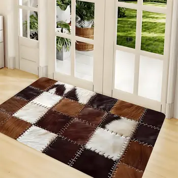 Kožená rohožka s kostkovaným vzorem, vysoce kvalitní flanelový protiskluzový koberec, který lze prát v pračce, pro více místností a více sváteční dekorací 10 nejlepší prodej tác Kaws - №4