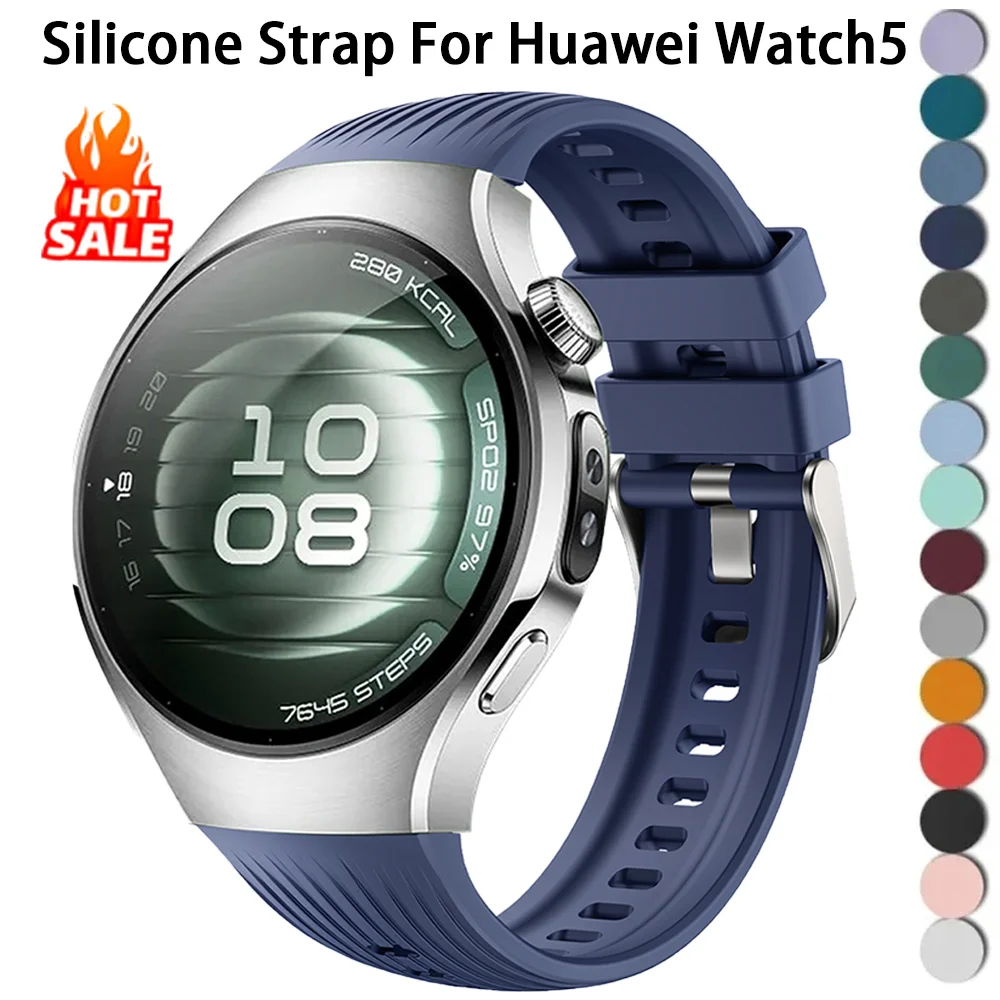 Silicone Sport Strap For Huawei Watch 5 46 42MM Replacement  Wristband For Huawei Watch 5 42mm Band No Gaps Smart Watch Bracelet