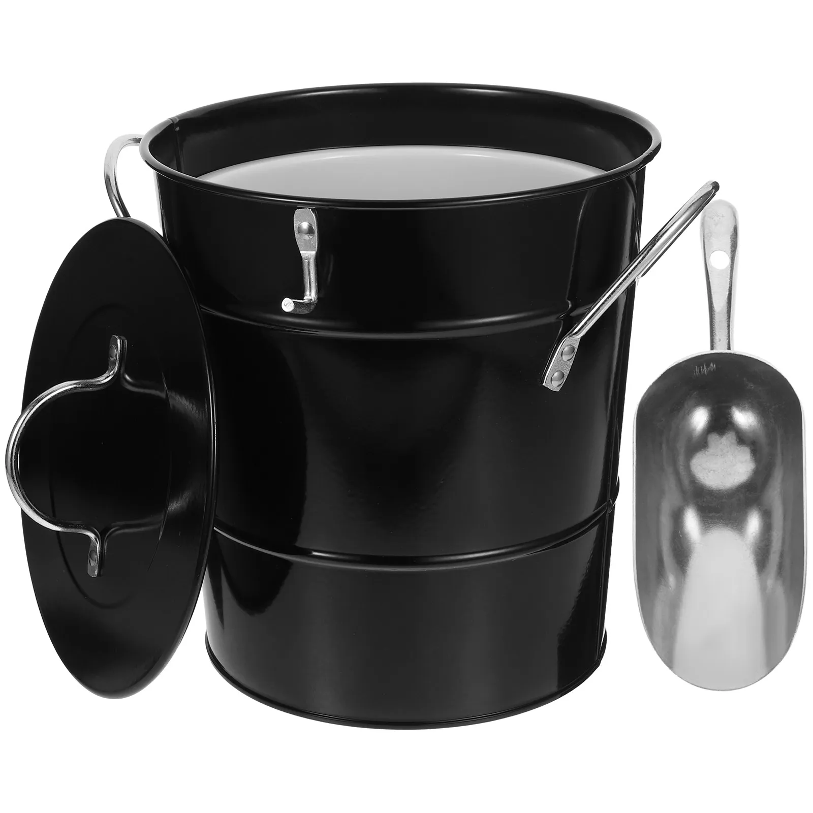Thick Iron Ice Bucket Multi-Functional Ice Storage Container Party Beer Bottle Holder Bar Wine Cooler Galvanized Bucket with Lid