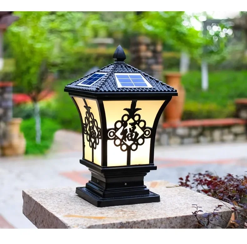 Solar stigma lamp Outdoor garden  Modern waterproof villa gate  Garden pillar gate post