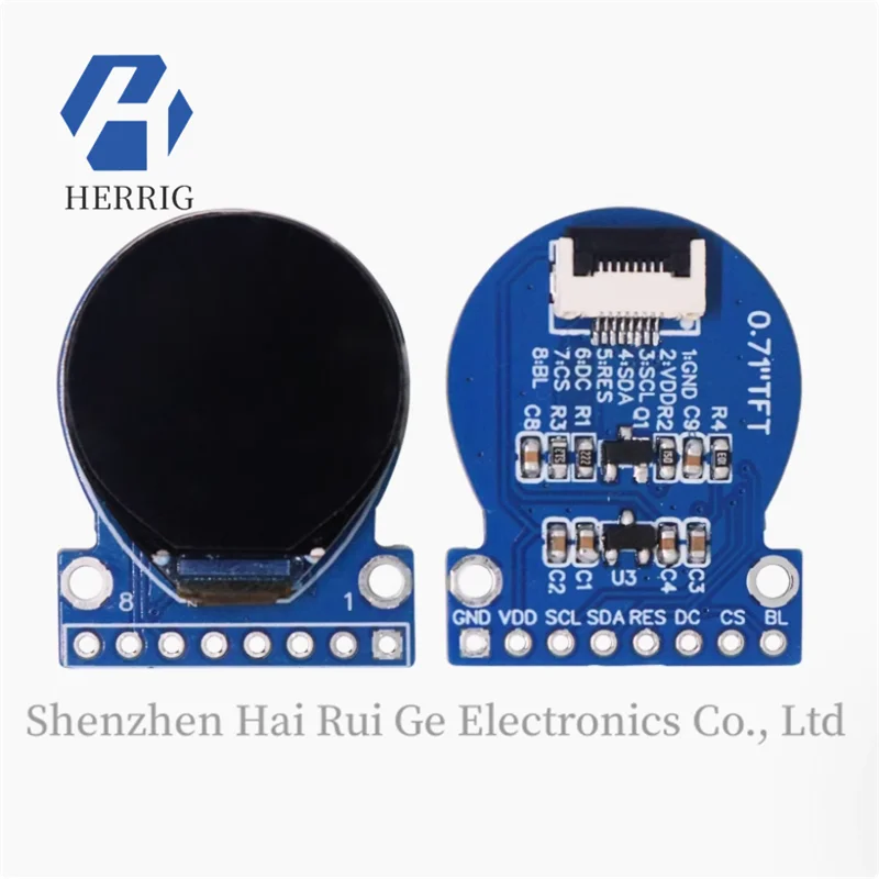 

0.71-inch TFT LCD screen GC9D01 small screen 160x160 display LCD round screen SPI color screen