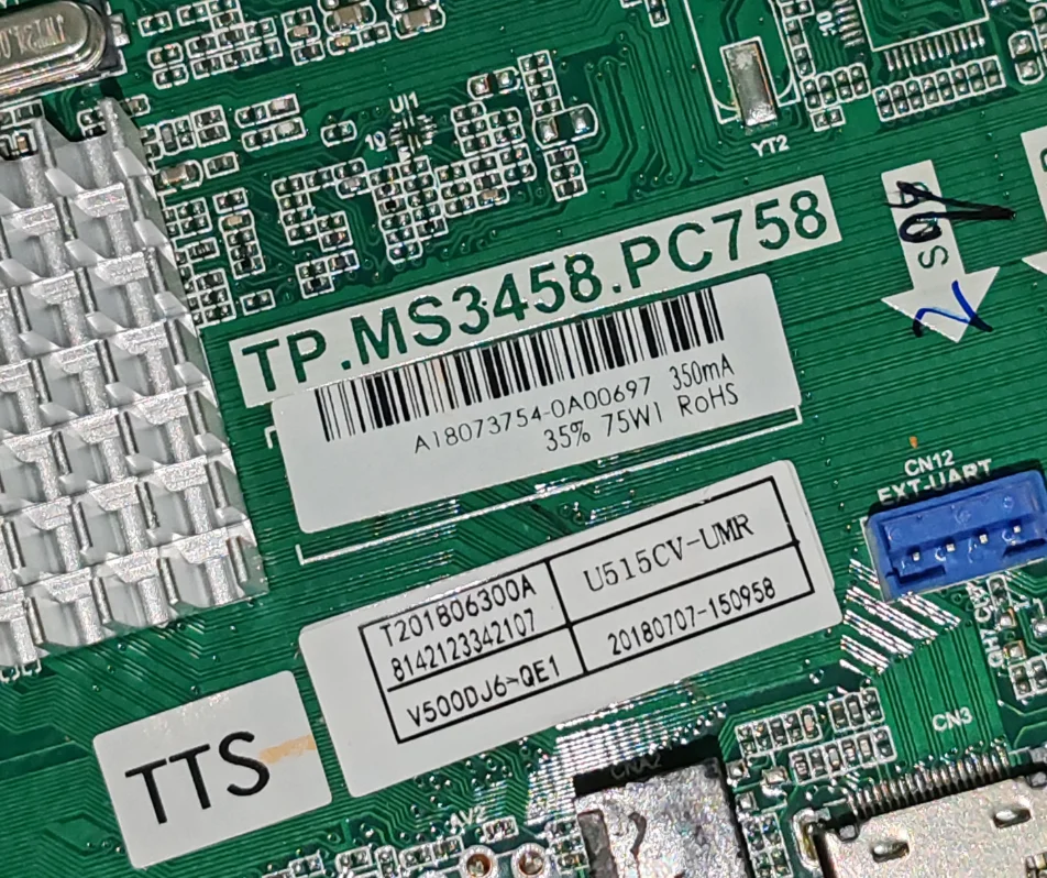 

TP.MS3458.PC758 The LED TV motherboard U515CV-UMR has been tested, and the actual photo is for v500dj6-qe1 75w 350ma