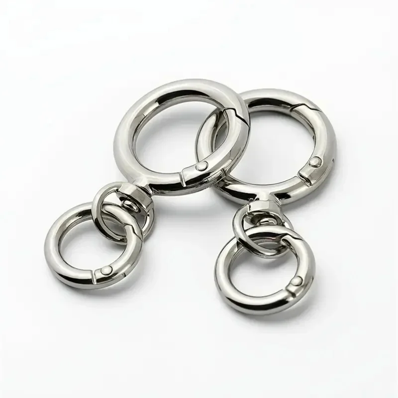 2Sets Round Spring Snap Carabiner Clip O Rings Swivel Trigger Hook Metal Clasps Keychain for Handbag Lanyards DIY Crafts - view 2