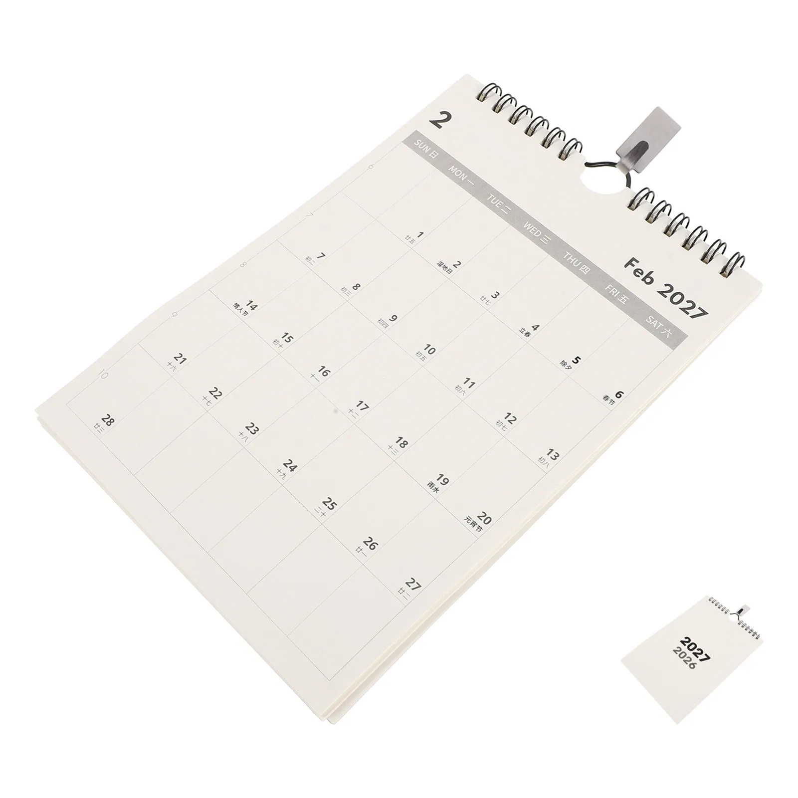 2027 Wirebound Monthly Wall Calendar A5 Paper Planner Hanging Organizer Office School Family Monthly Calendar for Office
