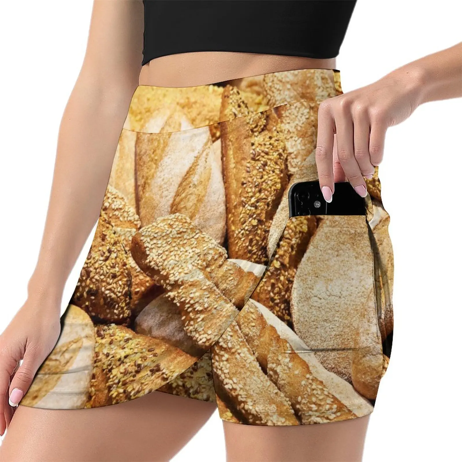 Bread baking rolls and croissants Mini Skirt korean style women clothing kawaii clothes Sexy mini skirt japanese style