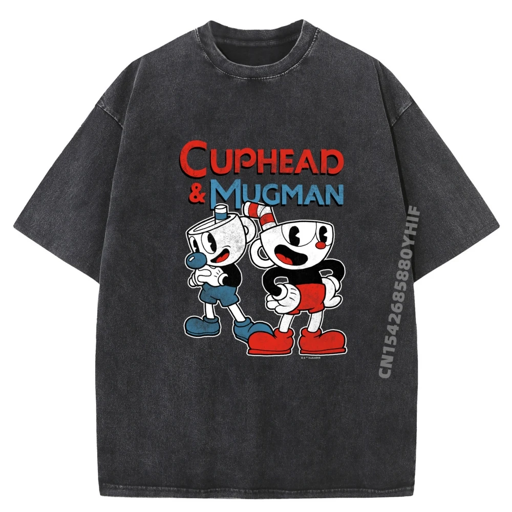 

Cuphead Mugman Dynamic Duo Luxury Clothing Student Meme Tshirt Graphic Tees Mens Printed T-shirt Funny Washed Shirt