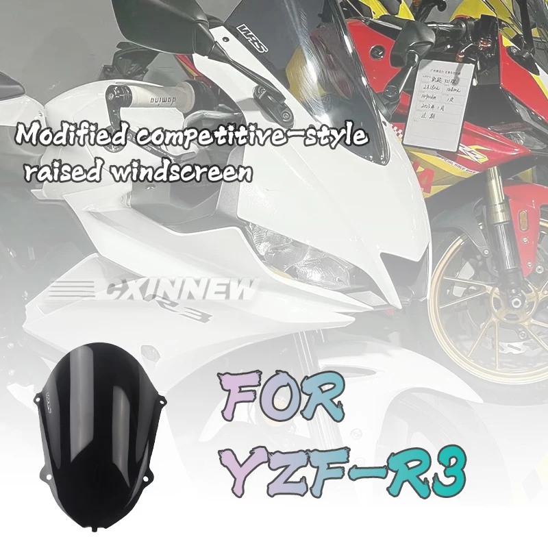 

Motorcycle Windshield For YAMAHA R3 YZF-R3 YZF-R25 Windscreen Heighten Windshield Enlarge Wind Spoiler Cover Fairing WR S Racing