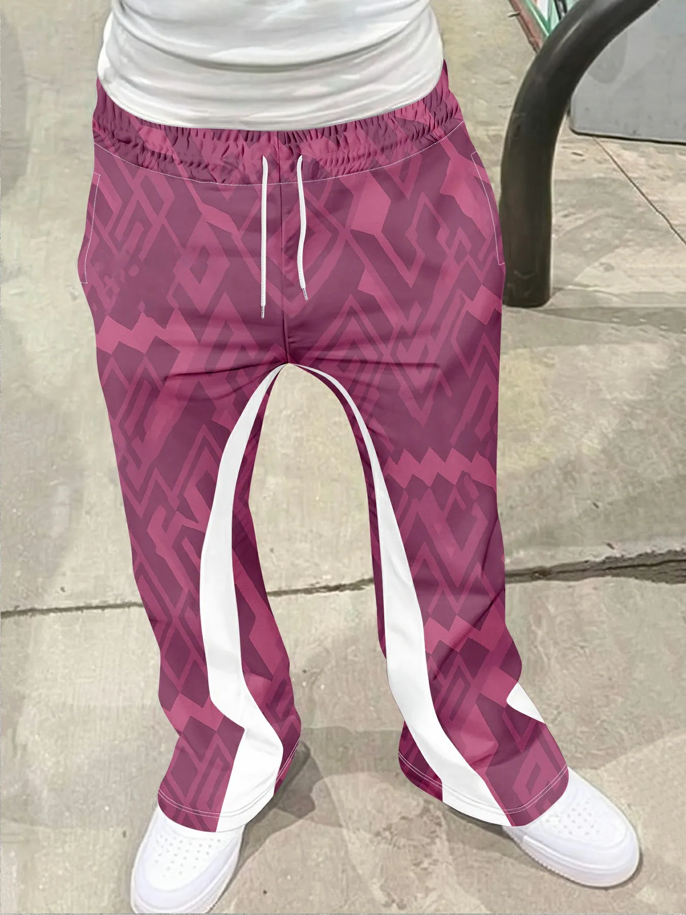 

Мужские повседневные уличные стильные модные модные слегка расклешенные черно-белые спортивные штаны с цветными блоками, мужские брюки