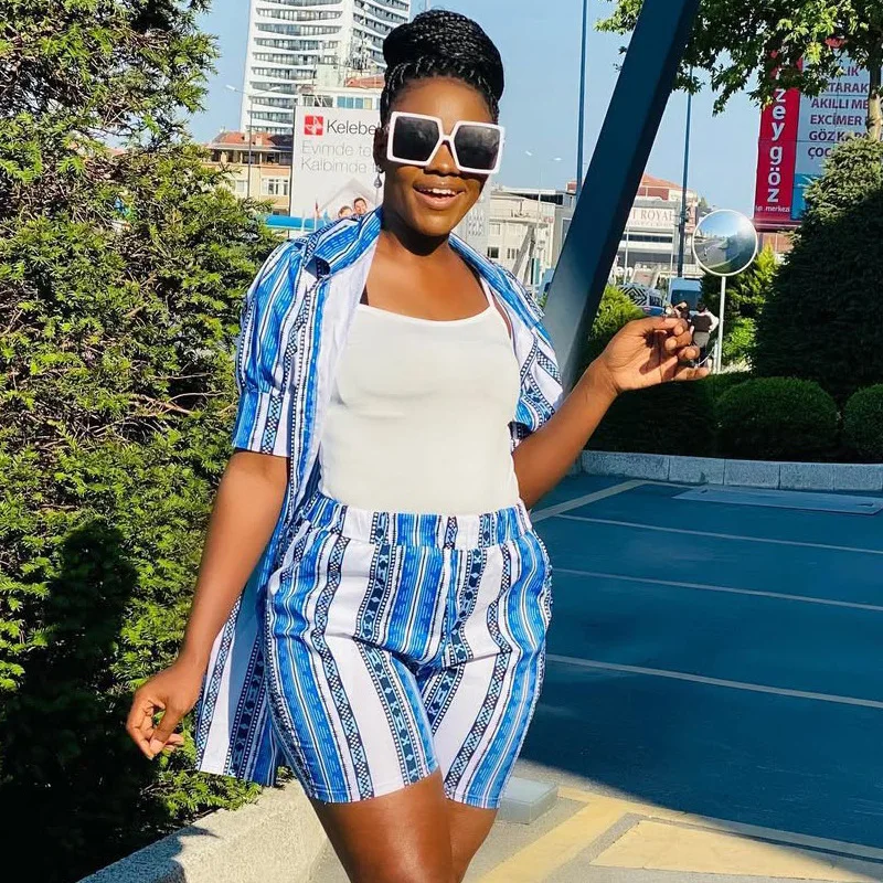 

Printed Casual Suit Women's Short Sleeve Shorts Two-piece Women's Clothing
