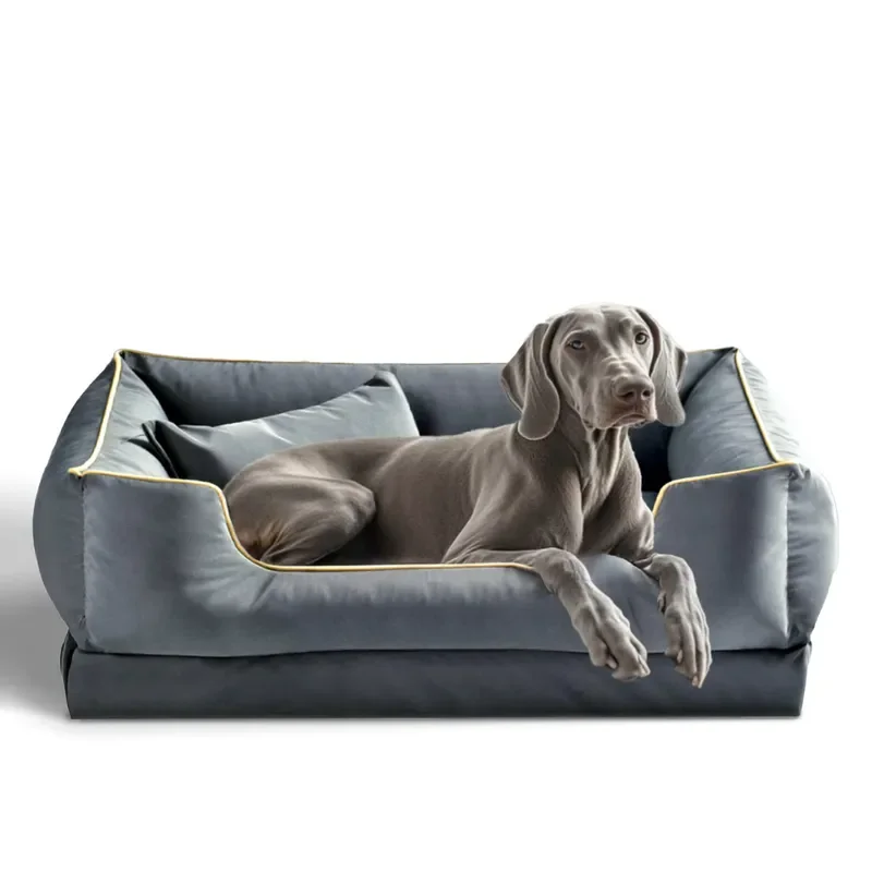 Waterproof Durable Modern Dog Bed High Elasticity Sponge Cotton Filler Anti Bite Ergonomic Design Healthy Sleep Large Pet Bed