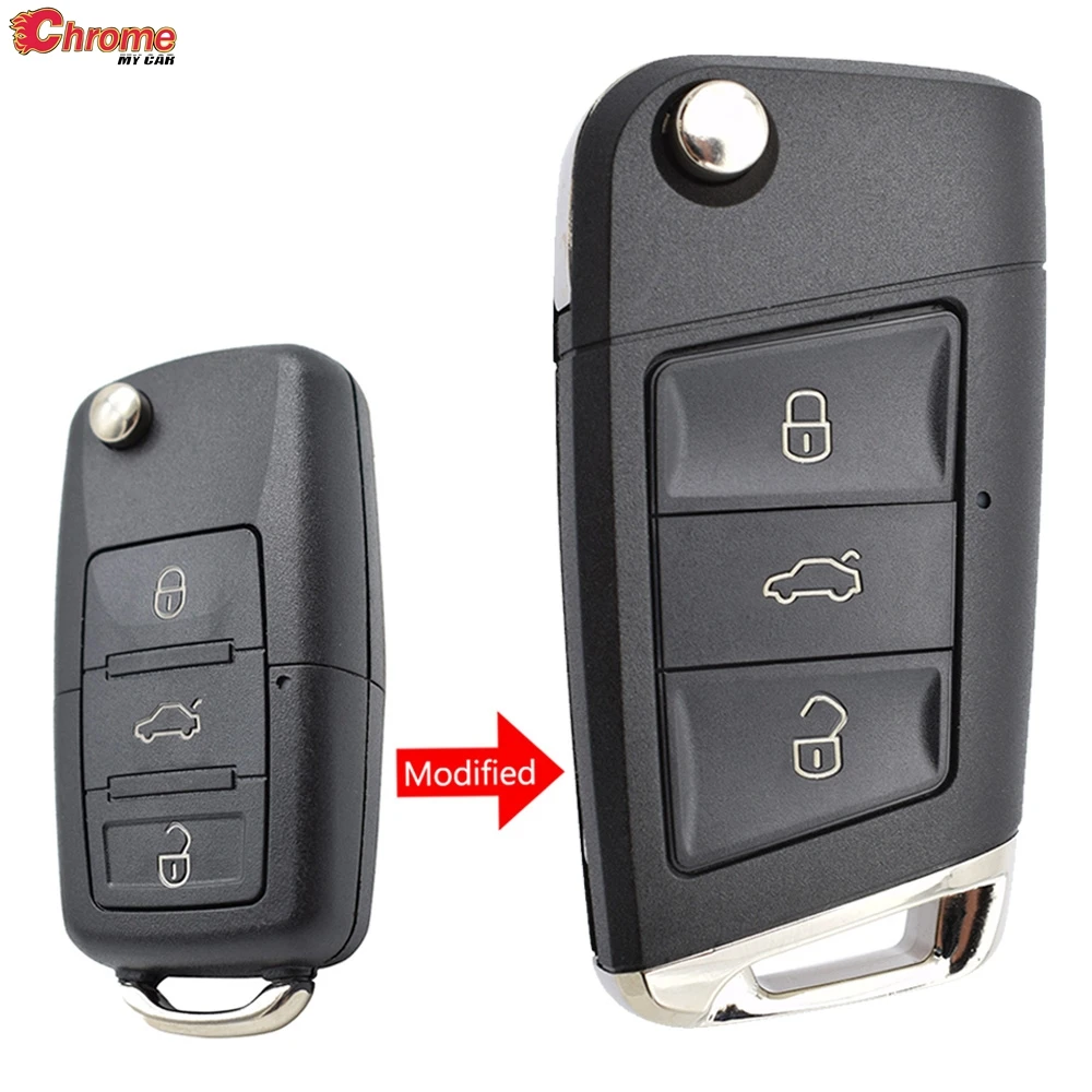 

Modified Car Remote Key Shell Case Cover For VW Golf Jetta Polo Tiguan Passat Eos Beetle 3 Buttons Repair Kit Holder Protector