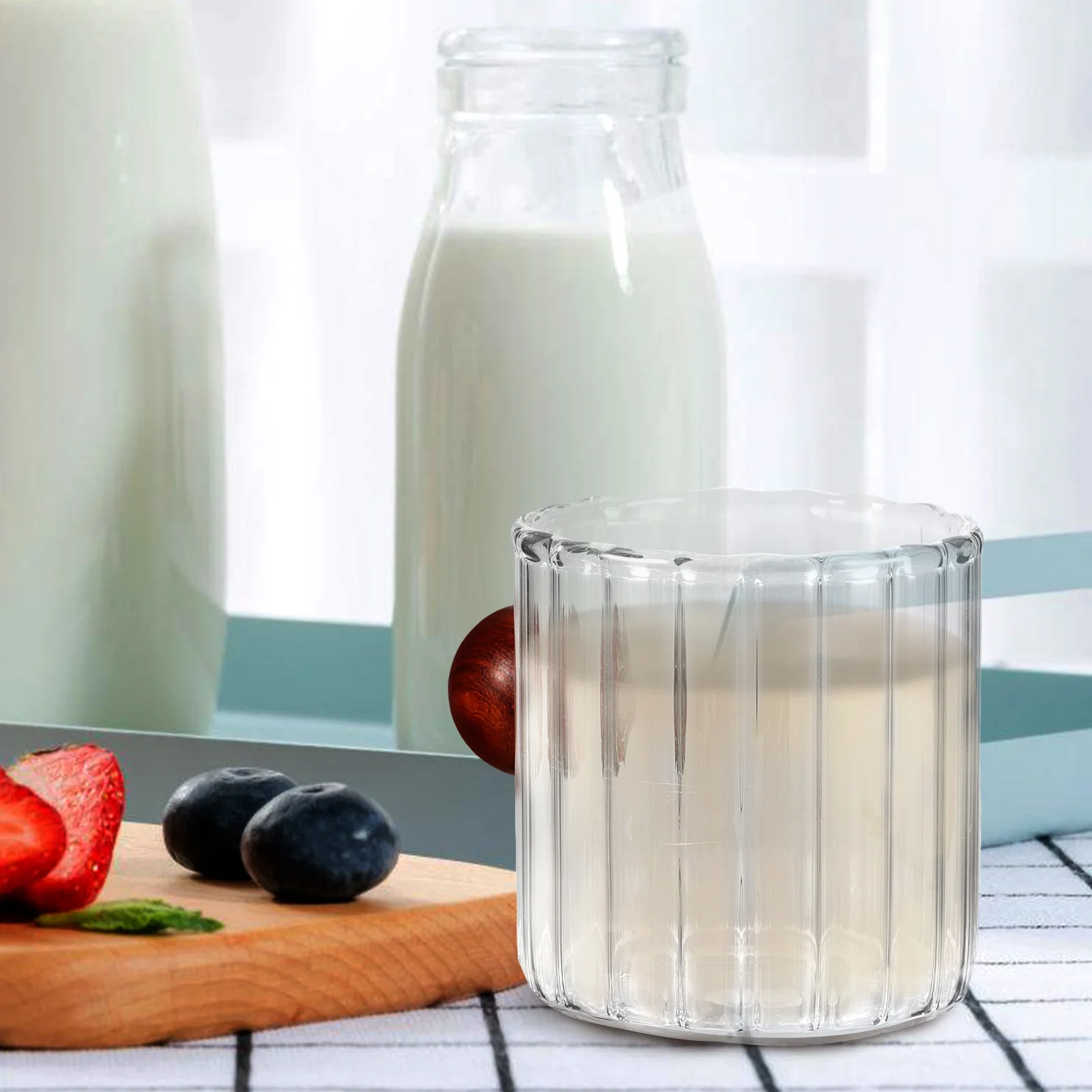 

Milk Cup Coffee Mug Mini Glass Pitcher Espresso Cups Small Cream Wood Jugs Frother Wooden H Heat Resistant Glass Milk Jug