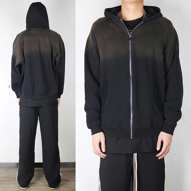 

Мужская толстовка-худи RO k adient Color Vintage с капюшоном на молнии, в стиле хип-хоп, уличная мода, трендовый бренд