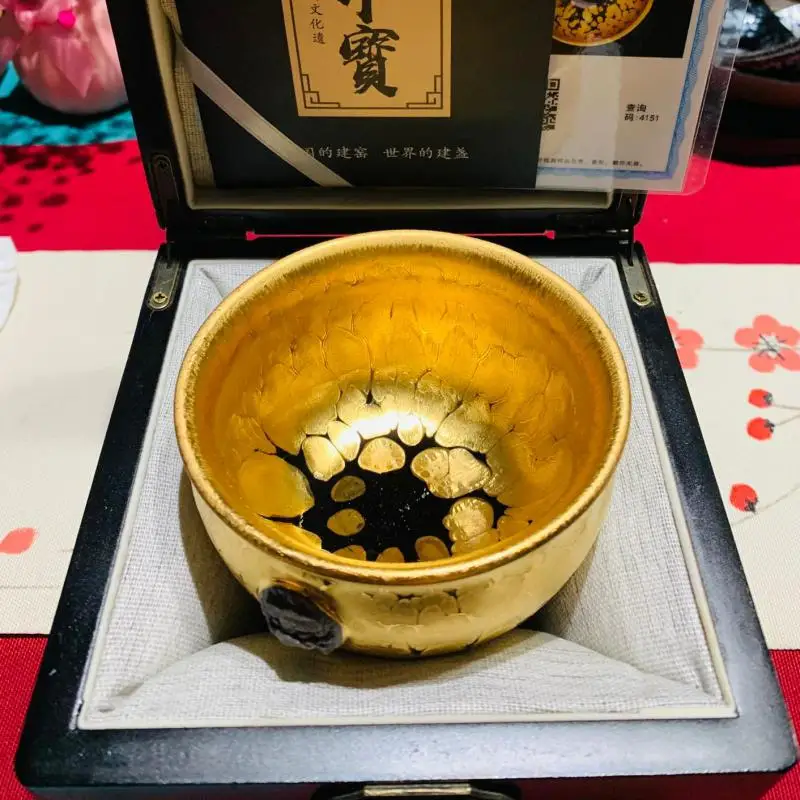 

Chinese Tea Ceremony Jianzhan Tea Cup Gift Box Health Gongfu Teaware Porcelain Teacup Gold Ceramic Jianzhan Master Tea Cups