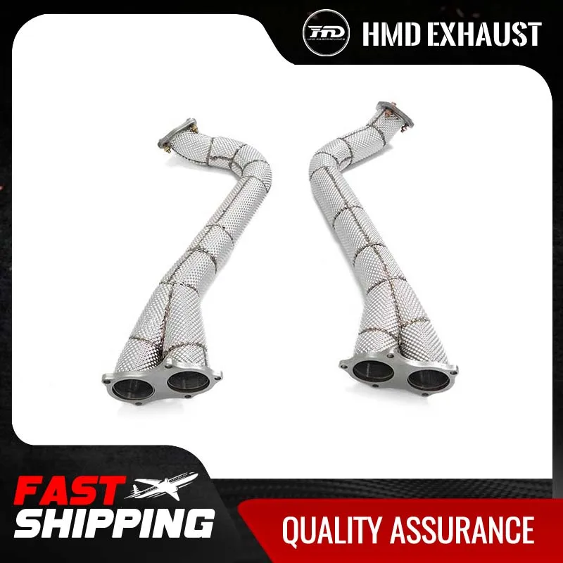 

HMD Exhaust System High Flow Performance Downpipe for Porsche 718 GT4 4.0T 2020+ Heat Shield Racing Pipe without catalysis