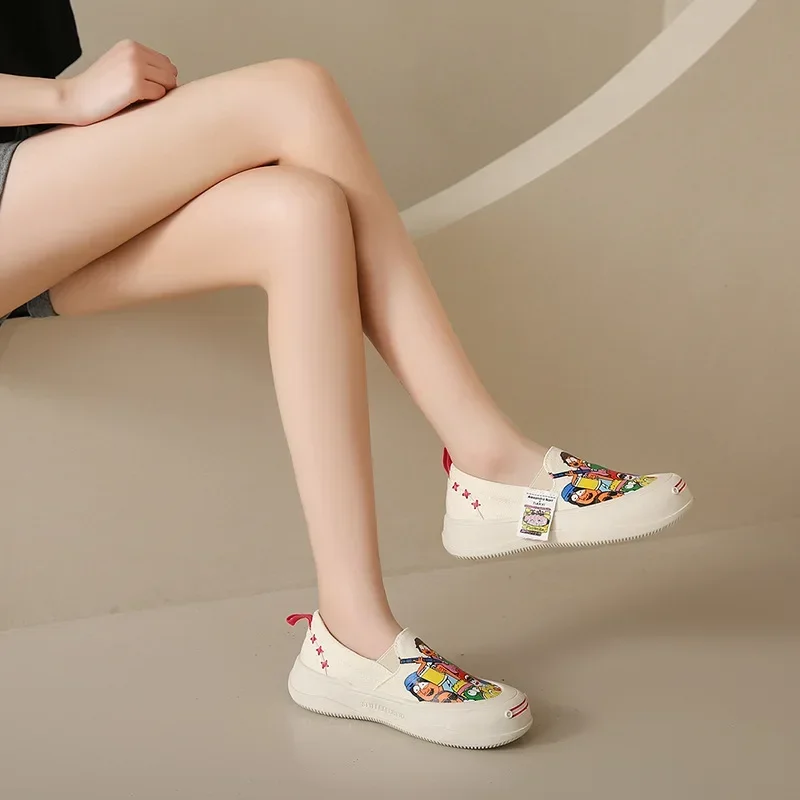 2025 New Mary Zhen Le Fu Shoes Women's Wholesale New Spring Thick Bottom Lazy One Step Canvas Single Shoes Casual Board Shoes