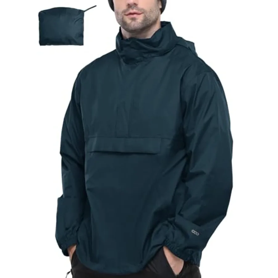 

33, 000Feet Men's Pullover Rain Jacket Waterproof with Hood Lightweight Packable Raincoat Windbreaker for Golf Travel
