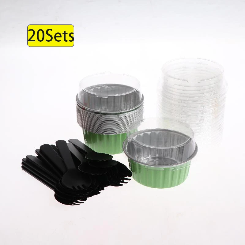 

20Set Aluminum Foil Cake Cups Mini Cake Pans Disposable Baking Mold For Mousse Pudding Portion Baking Tray