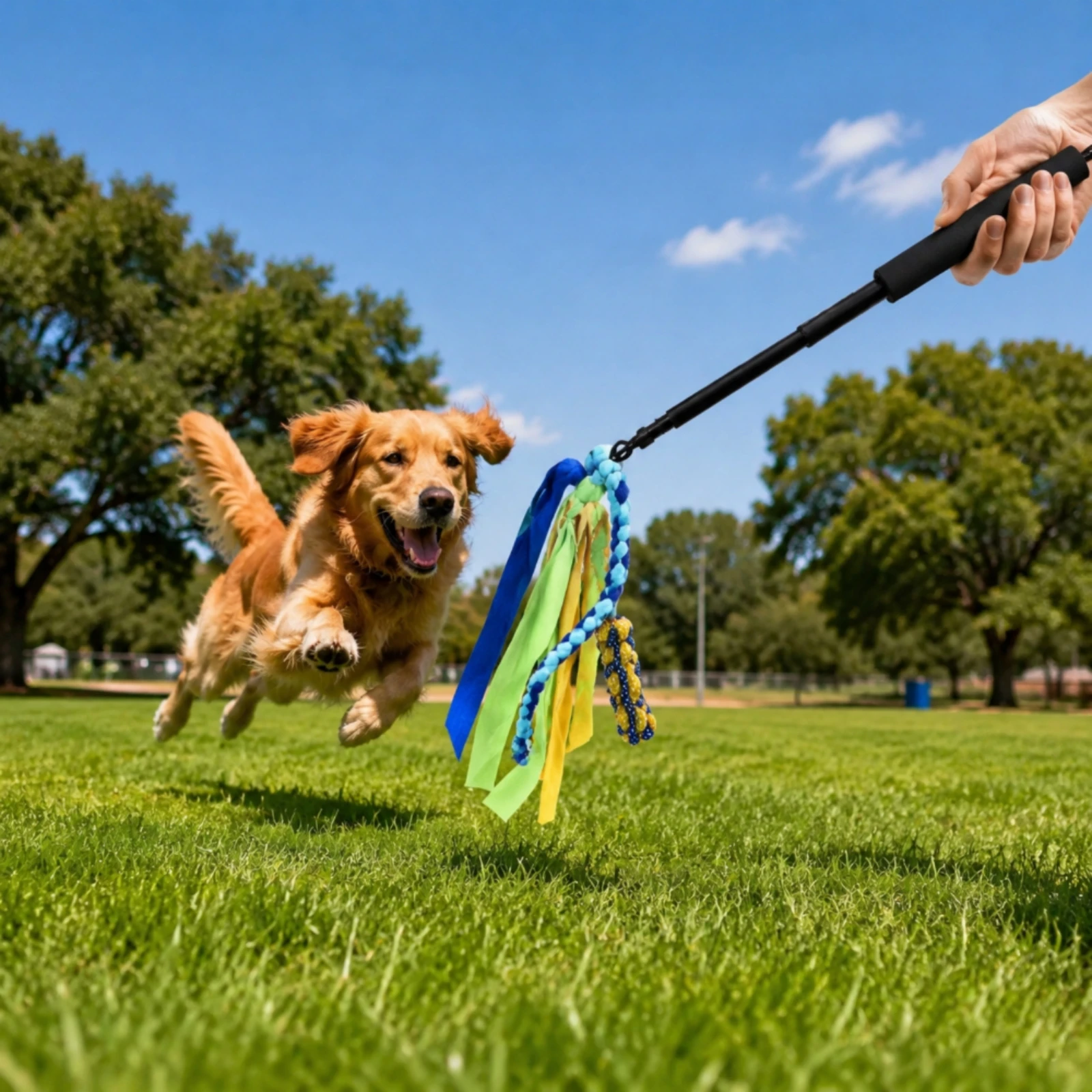 Dog Teasing Wand with Rope Toys Braided Retractable Flirt Pole with Tassels Dog Teaser Toy Non-Slip Flirt Stick Sturdy for Dogs