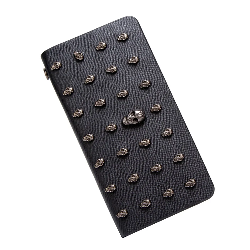 Portafoglio da donna con cerniera lunga Porta carte di credito di grande capacità Porta monete Borsa da esterno Borsa multi-carta Design unico nero