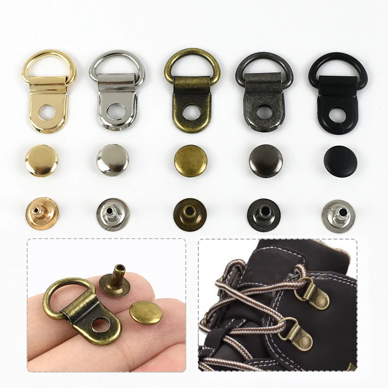 20/50Pcs Side Clip Nail Metal Buckles 9*14mm D Ring Hook Climbing Boots Connector Clasp Picture Frame Rivet Hanger Carabiner