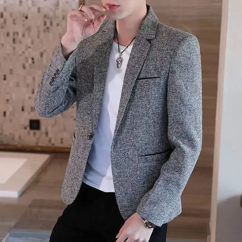 Short Party Men\'s Suit Jackets Coat Cropped Male Blazer Gray Summer Spring Clothes Luxury Designer Fashion 2024 Casual Vintage