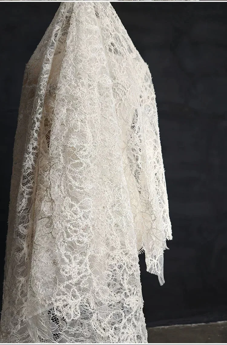 1yard Scattered fluff hollow out lace fabric,Creative DIY Evening gown wedding dress clothing design fabrics for clothing