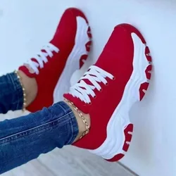 Red Sneakers Women Shoes Woman Tennis Shoes Canvas Shoe Female Casual Shoes Ladies Sport Shoes Platform Sneaker Hollow Out Shoes