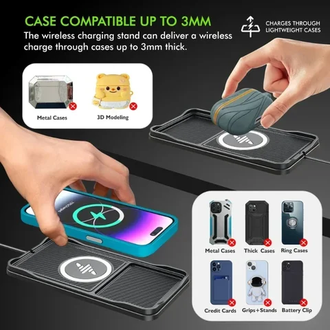 Беспроводное автомобильное зарядное устройство для iPhone и Samsung — фото модели