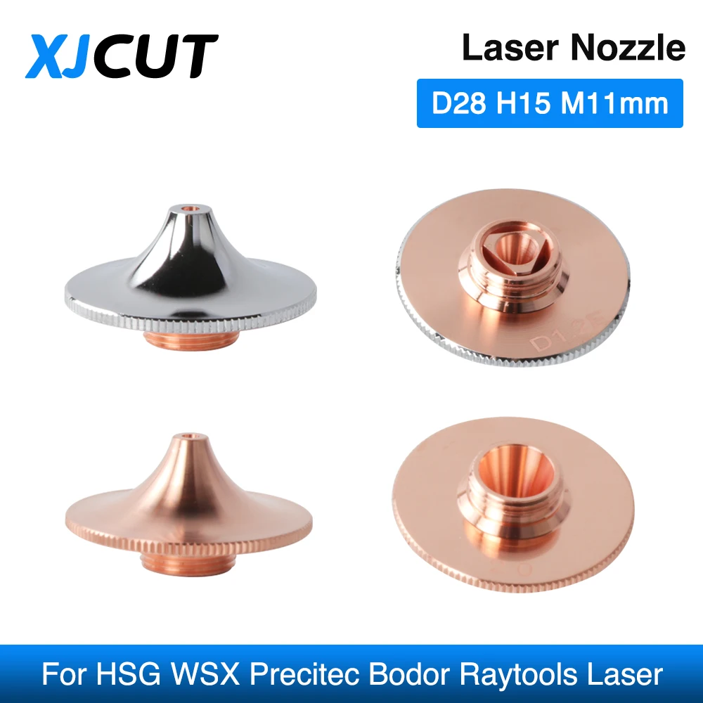 XJCUT Laser Nozzle D28 H15 M11mm Caliber 1.0-5.0mm for HSG WSX Precitec Bodor Raytools High Speed Fiber Laser Cutting Machines